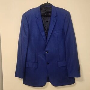 Baroni Mens Dark Blue Silk Wool Blazer Lanificio Di Pray Italian 44L Sports Coat